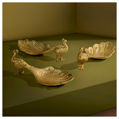 AROMATISK Decoration, peacock/gold-colour, 9 cm