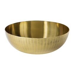 Golden AROMATISK bowl, metallic look, round shape with textured design, used for decoration or storage.
