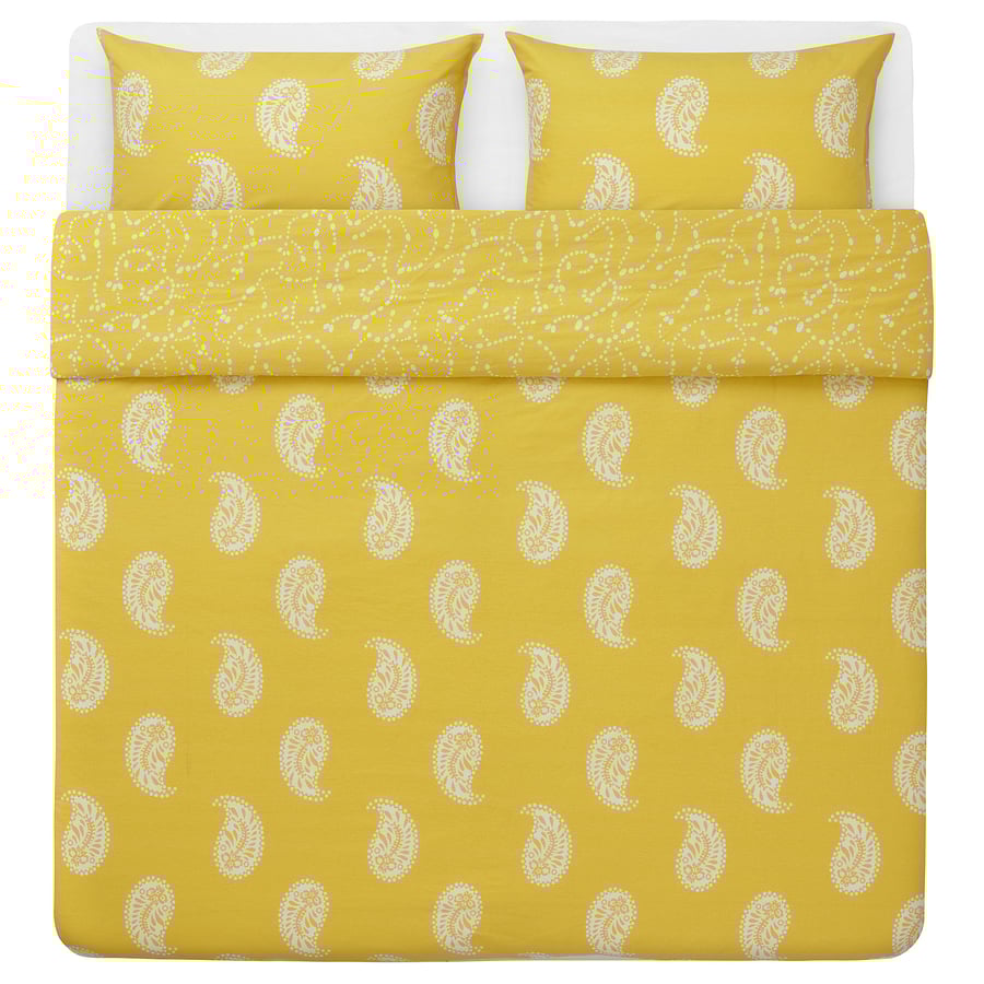 AROMATISK duvet cover and 2 pillowcases, yellow, 240x220/50x80 cm