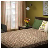 AROMATISK Flat sheet and 2 pillowcase, white/multicolour, 240x260/50x80 cm
