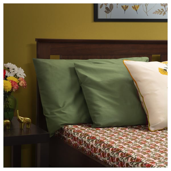 AROMATISK Flat sheet and 2 pillowcase, white/multicolour, 240x260/50x80 cm