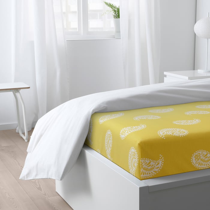 AROMATISK flat sheet and 2 pillowcase, yellow, 240x260/50x80 cm (94x102