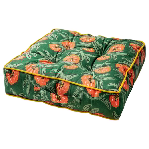 AROMATISK Floor cushion, floral pattern, 45x45x10 cm