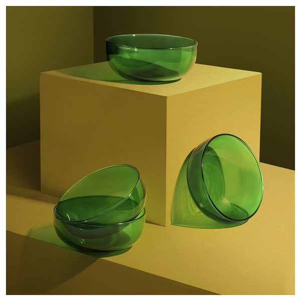 AROMATISK Serving bowl, glass/green, 15x6 cm
