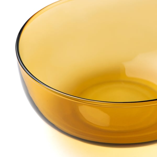 AROMATISK Serving bowl, glass/yellow, 15x6 cm
