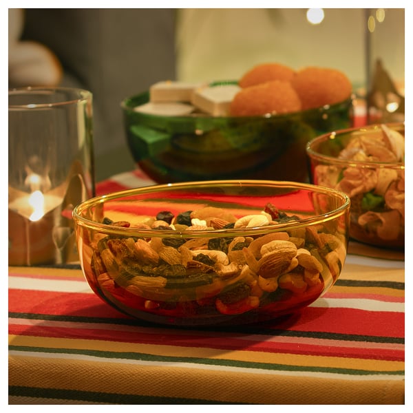 AROMATISK Serving bowl, glass/yellow, 15x6 cm