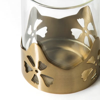 AROMATISK Tealight holder, glass/gold-colour, 9 cm