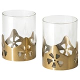 AROMATISK Tealight holder, glass/gold-colour, 9 cm