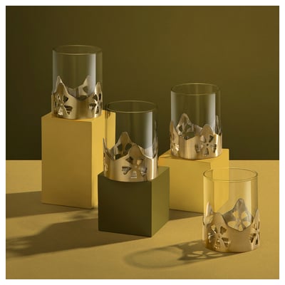 AROMATISK Tealight holder, glass/gold-colour, 9 cm