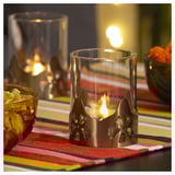 AROMATISK Tealight holder, glass/gold-colour, 9 cm