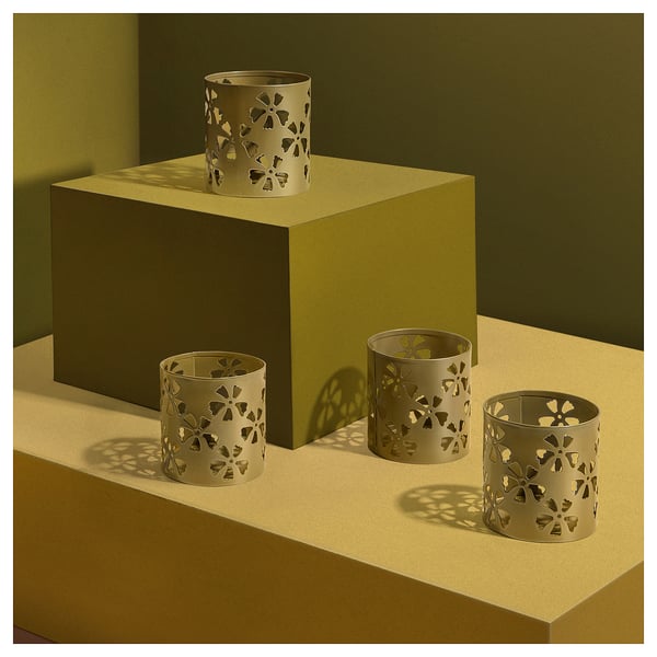 AROMATISK Tealight holder, gold-colour, 9 cm