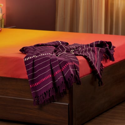AROMATISK Throw, purple/cotton, 130x170 cm