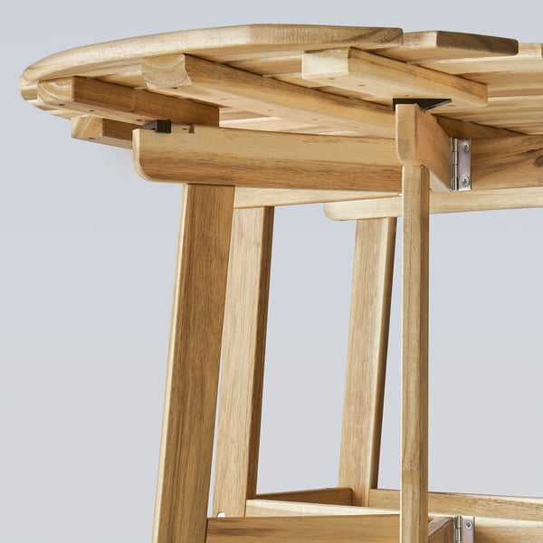 ASKHOLMEN Gateleg table+4 chairs, outdoor, foldable acacia/Kuddarna light grey-beige