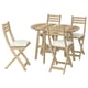 ASKHOLMEN Gateleg table+4 chairs, outdoor, foldable acacia/Kuddarna light grey-beige