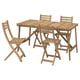 ASKHOLMEN Table+4 folding chairs, outdoor, acacia, 143x75 cm