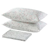 ASKLÖNN Flat sheet and 2 pillowcase, Cherry blossom branch/white/green, 240x260/50x80 cm