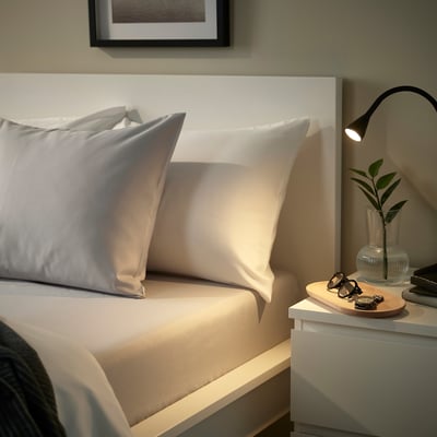 BÄRGLIM Fitted sheet, grey, 90x200 cm