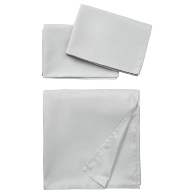 BÄRGLIM Flat sheet and 2 pillowcase, grey, 240x260/50x80 cm