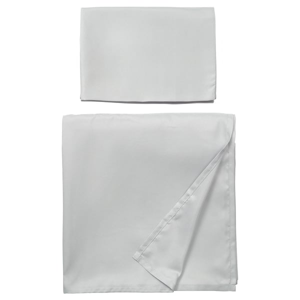BÄRGLIM Flat sheet and pillowcase, grey, 150x260/50x80 cm