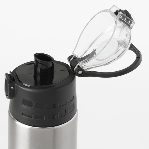 BÅGCIKLID Steel vacuum flask, silver-colour, 1 l