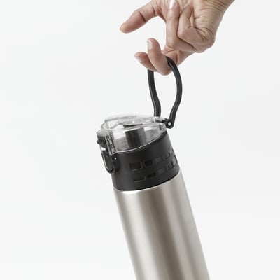 BÅGCIKLID Steel vacuum flask, silver-colour, 1 l