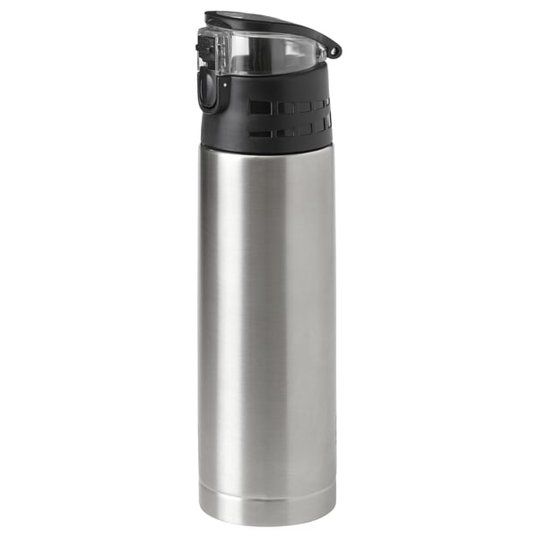 BÅGCIKLID Steel vacuum flask, silver-colour, 1 l