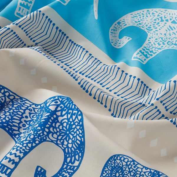 BARDVAL Flat sheet and pillowcase, elephant grey/blue, 150x250/50x80 cm
