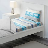 BARDVAL Flat sheet and pillowcase, elephant grey/blue, 150x250/50x80 cm