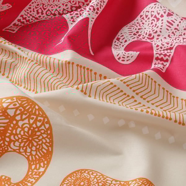 BARDVAL Flat sheet and pillowcase, elephant grey/pink, 150x250/50x80 cm