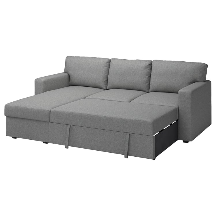 BÅRSLÖV 3seat sofabed with chaise longue, Tibbleby beige/grey IKEA