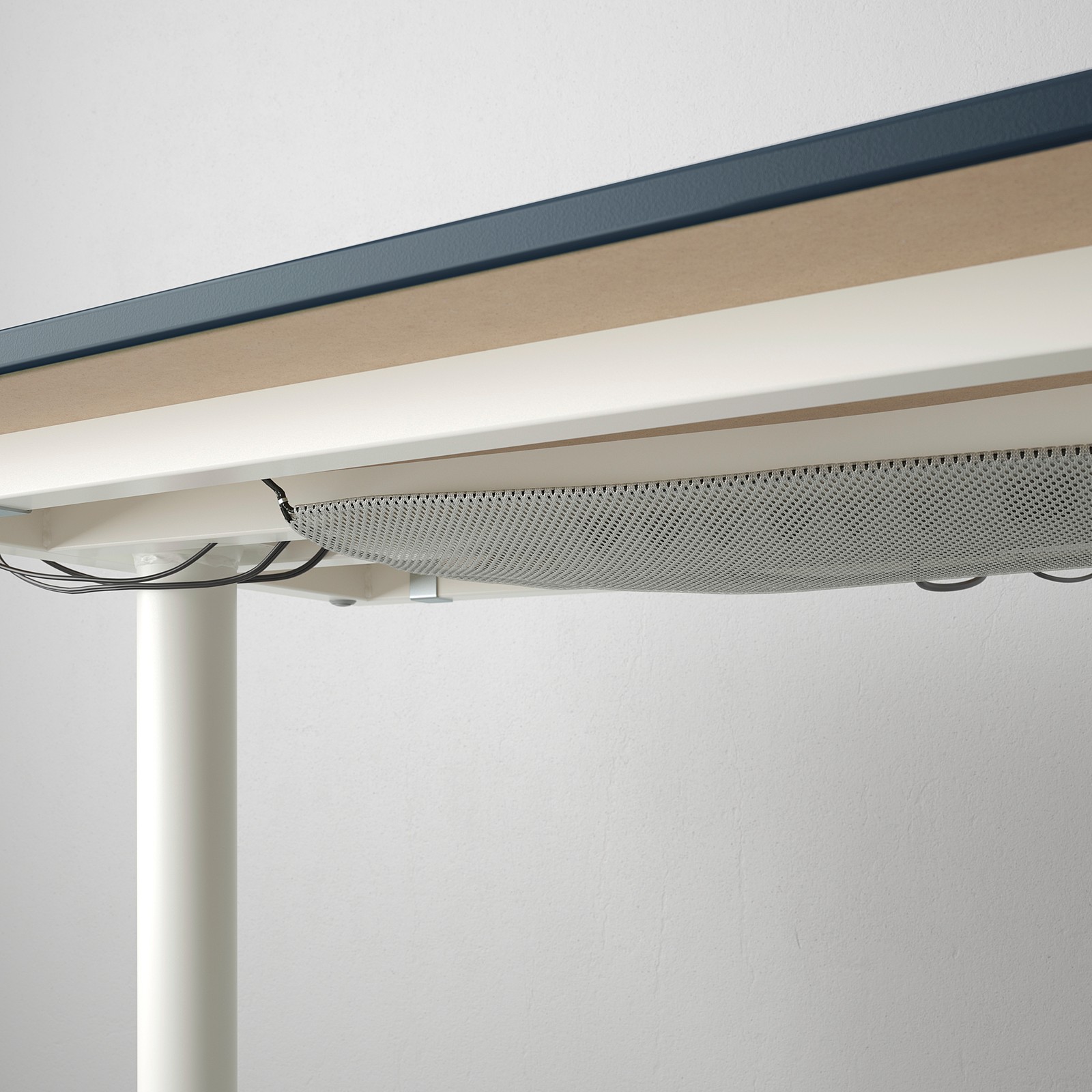 BEKANT Corner desk right, linoleum blue, white, 160x110 cm IKEA