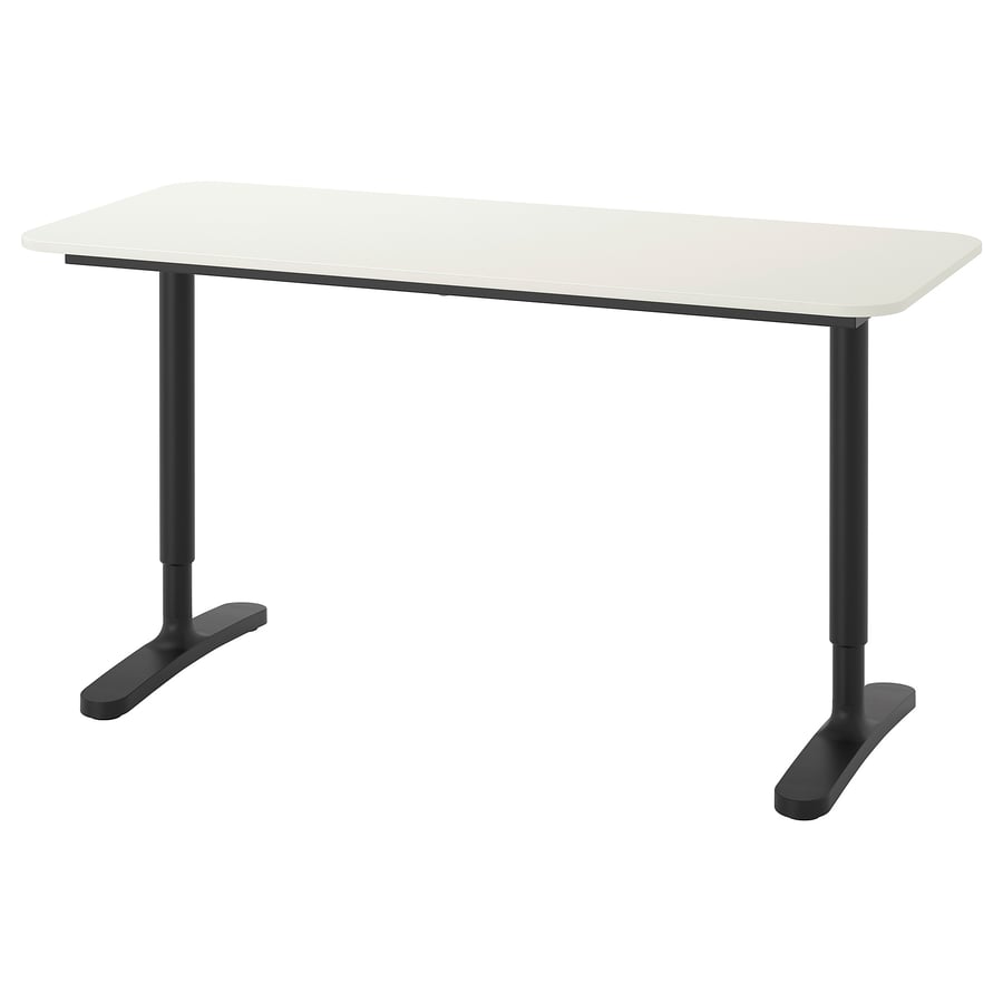BEKANT desk, white/black, 140x60 cm (551/8x235/8") IKEA
