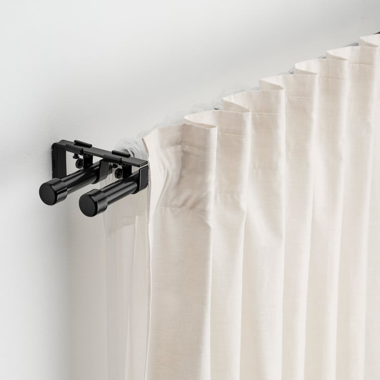 BEKRÄFTA Double curtain rod set, black, 120-210 cm 19 mm (47 ¼-82 ¾ 3/4 ")