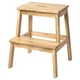 BEKVÄM step stool, light brown, solid mango wood, rectangular, simple, two-step design.
