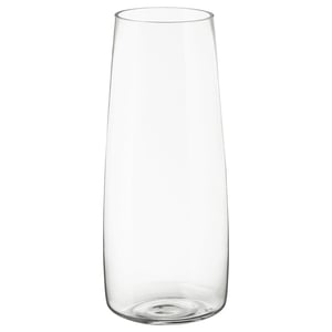 BERÄKNA clear glass vase, handcrafted, tall and sleek design, ideal for decorative flowers.