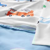 BERGFINK 3-piece bedlinen set with bag, multicolour vehicles/roads pattern, 150x200/50x80 cm