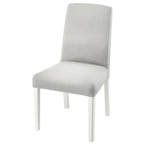 BERGMUND chair, grey with white legs, high back, sleek design.