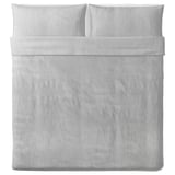 BERGPALM Duvet cover and 2 pillowcases, grey/stripe, 240x220/50x80 cm