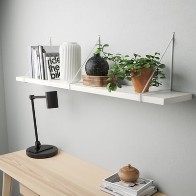 BERGSHULT / PERSHULT Wall shelf, white/white, 120x20 cm