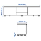 BESTÅ BURS TV bench, high-gloss white, 180x41x49 cm