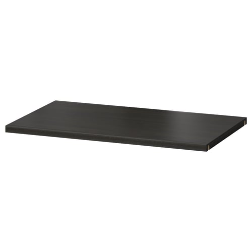 BESTÅ black shelf, rectangular, modern design, adjustable, made of particleboard and plastic edging.