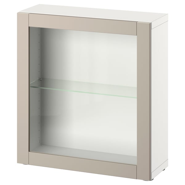 BESTÅ Shelf unit with door, white/Sindvik light grey/beige, 60x22x64 cm