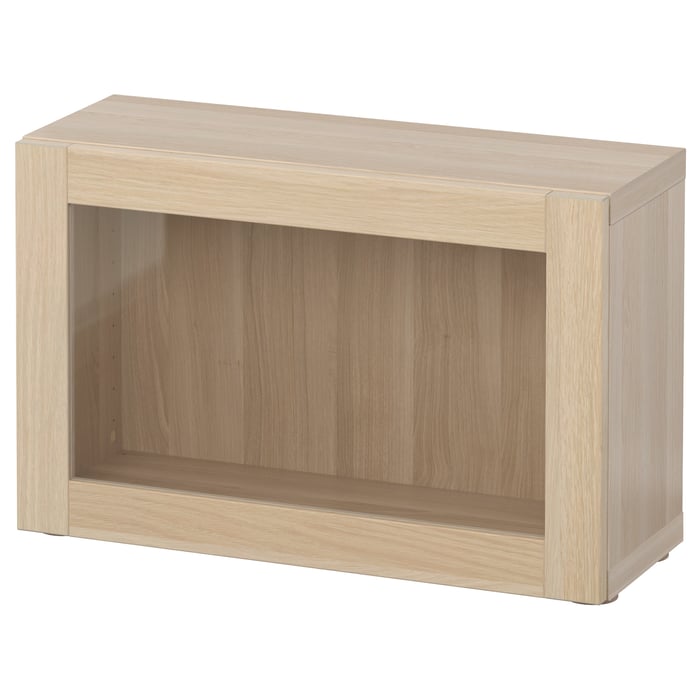 BESTÅ shelf unit with glass door, white stained oak effect/Sindvik
