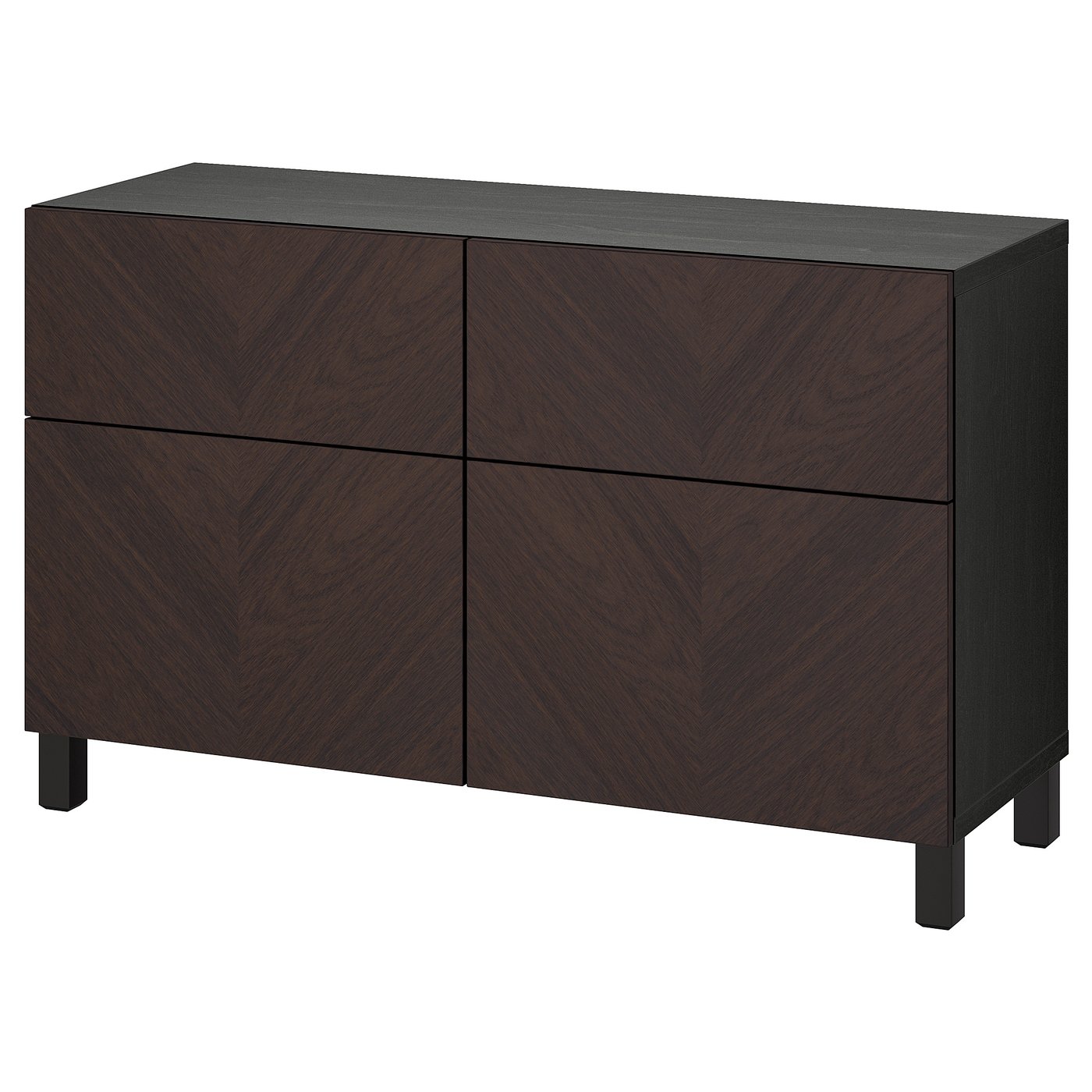 BESTÅ Storage combination w doors/drawers, black-brown Hedeviken/Stubbarp/dark brown stained oak veneer, 120x42x74 cm (47 1/4x16 1/2x29 1/8 