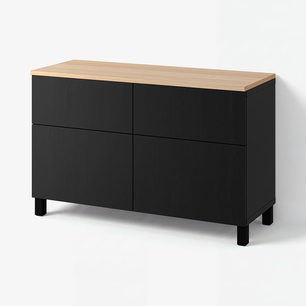 BESTÅ Storage combination w doors/drawers, black-brown/Lappviken/Stubbarp black-brown, 120x42x76 cm