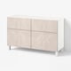 BESTÅ Storage combination w doors/drawers, white Bergsviken/Stubbarp/beige marble effect, 120x42x74 cm