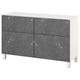 BESTÅ Storage combination w doors/drawers, white Bergsviken/Stubbarp/black marble effect, 120x42x74 cm