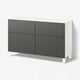 BESTÅ Storage combination w doors/drawers, white/Lappviken/Stubbarp dark grey, 120x42x74 cm
