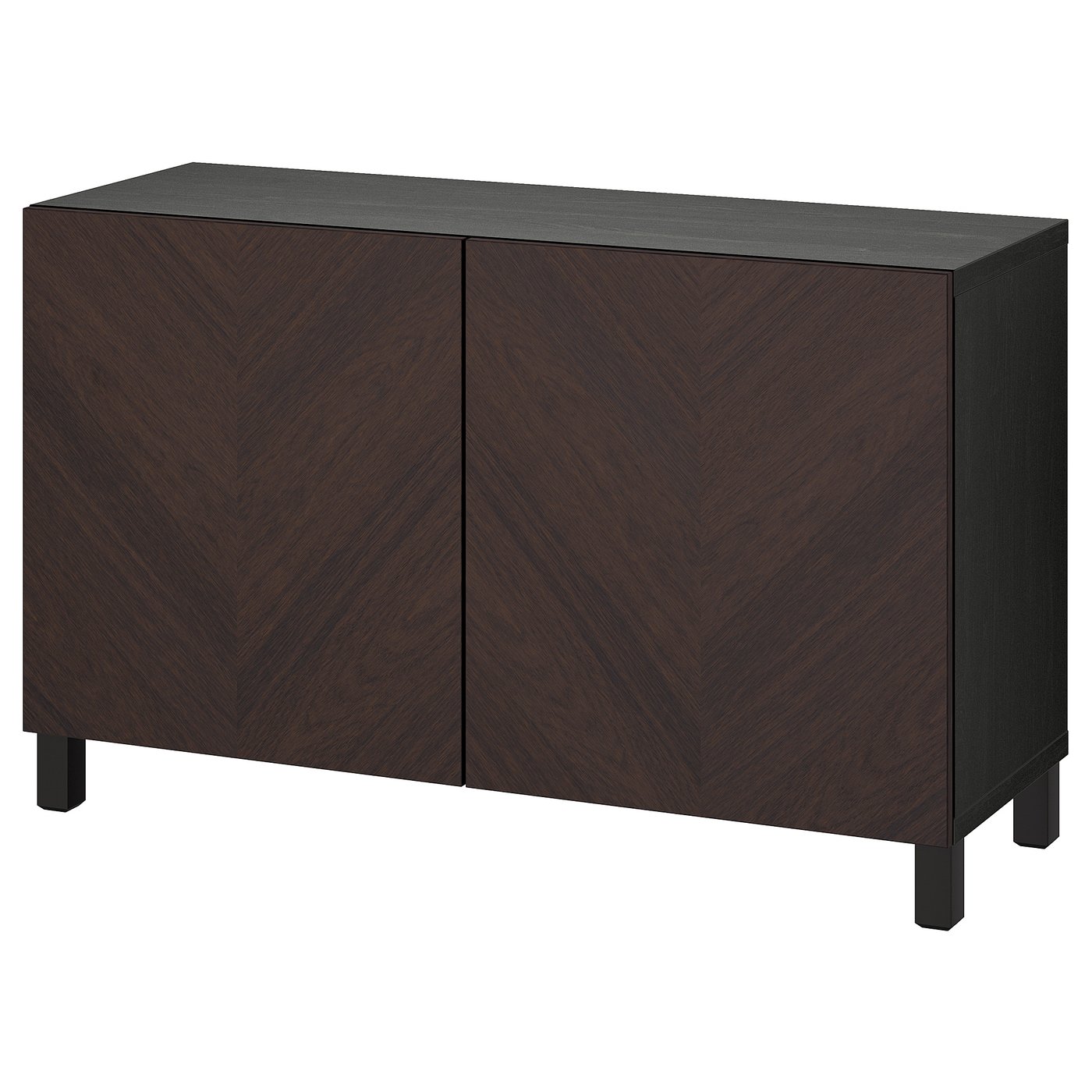 BESTÅ Storage combination with doors, black-brown Hedeviken/Stubbarp/dark brown stained oak veneer, 120x42x74 cm (47 1/4x16 1/2x29 1/8 ")