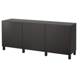 BESTÅ Storage combination with doors, black-brown/Lappviken/Stubbarp black-brown, 180x42x74 cm